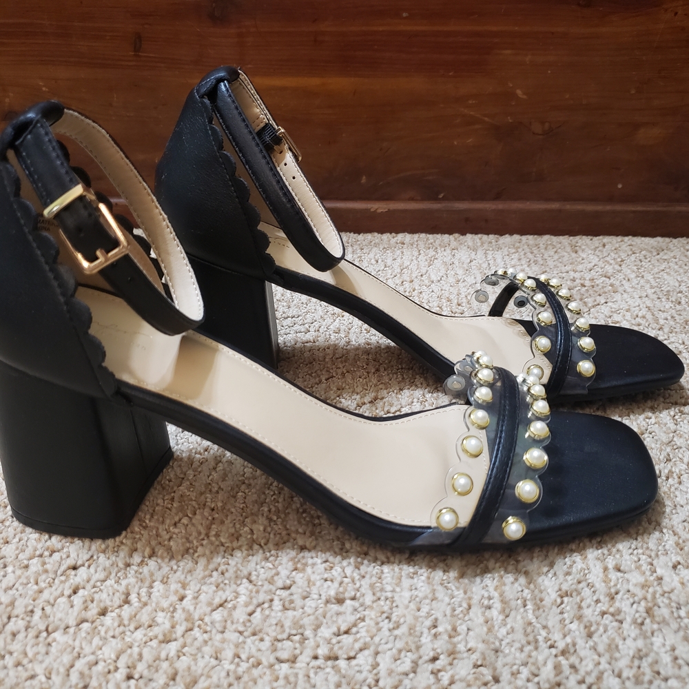 Elegant Black Pearl-Embellished Women's Heels